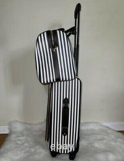 Henri Bendel West 57th Centennial Stripe Wheelie Rollaway Suitcase Travel Set