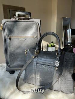 Henri Bendel West 57th Wheelie Rollaway Suitcase Briefcase Laptop Luggage Set