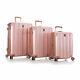 Heys America Duotrak 3 Piece Spinner Luggage Set Rose Gold