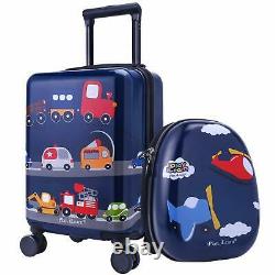 IPlay, iLearn Kids Rolling Luggage Set, 18'' Hard Shell Carry on Suitcase
