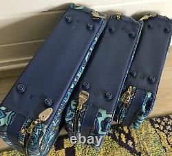 Japanese Hinomoto Nesting Suitcases Vintage Set of 3 Blue Paisley Locking w Keys