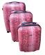Jessica Simpson Spinner Suitcase Set Of 3 Snakeskin Hot Pink Hard Shell Travel