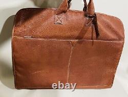 Johnston & Murphy Pebbled Cognac Leather Travel Set Garment Bag Crossbody Duffle