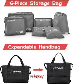 Joyway Luggage 8-Piece Travel Sets, Hardside Suitcase 24Inch, Black&Red