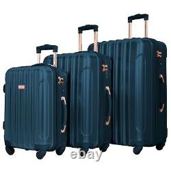 Kensie 3-Piece Metallic Vertical Rolling Luggage Set TSA spinner NAVY