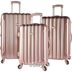 Kensie Luggage Alma 3 Piece Metallic Expandable Hard Luggage Set NEW