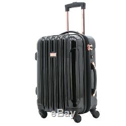 Kensie New Black / ROSE GOLD Luggage 3 PC SET Expandable Hard Side Spinner TSA