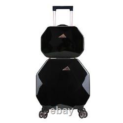 Kensie Women's 2 Piece Shiny octagon Luggage Set, Black TSA