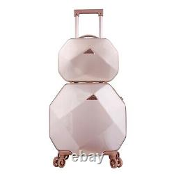 Kensie Women's 2 Piece Shiny octagon Luggage Set, ROSE GOLD TSA