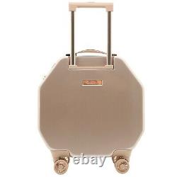 Kensie Women's 2 Piece Shiny octagon Luggage Set, ROSE GOLD TSA