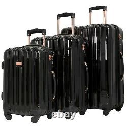 Kensie Women's Alma Hardside Spinner Luggage, BLACK 3-Piece Set (20/24/28)