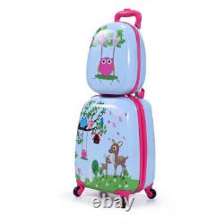 Kids Luggage- 2PCS- Children Carry On Suitcase Rolling Travel Set Christmas Gift
