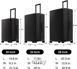 LEVEL8 Elegance Matte Luggage Set, Lightweight Hardside 20/24/28-Inch, Black