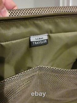 LL BEAN VINTAGE TRAVELER Tweed & Leather Carpet & Tote Bag Set Double Handles