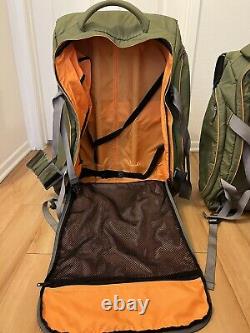 LL Bean Rolling Nylon Duffle Bag Green & Orange Carry On Luggage Set