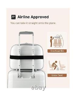 LUGGEX White Luggage Sets 4 Piece PP Carry on Luggage Set with Spinner Whee