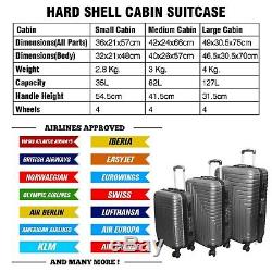 Large Suitcase Lightweight with 4 Wheels Set Hard Shell Cabin Luggage Travel Bag