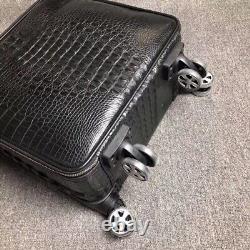 Leather Luggage Bag Genuine Crocodile Skin Travel Suitecase 15 inch Black