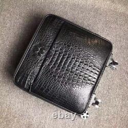 Leather Luggage Bag Genuine Crocodile Skin Travel Suitecase 16 inch Black
