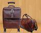Leather Travel Trolley Bag Airport Bag Set, 4 Wheel 360 Degree Rotating Wheel