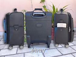 Leather Travel Trolley Bag Duffel Bag Set, 4 Wheel 360 Degree Rotating Wheel