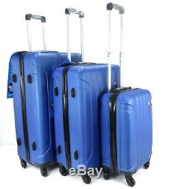 Lightweight 4 Wheel Spinner Set of 3 Suitcase Luggage Travel Trolley Cases Blue