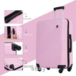 Lightweight Luggage Set 20In24In28In. (Pink) with Spinner Wheels