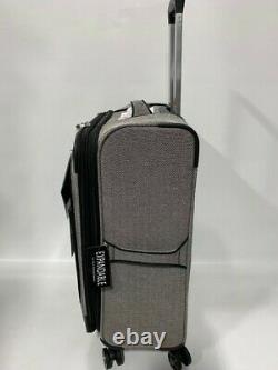 London Fog Manchester 4pc Light Luggage Set Exp Black White Herringbone New