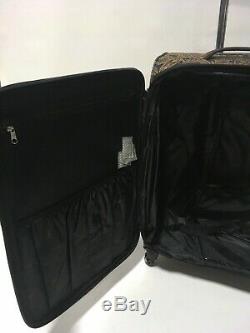 London Fog Mayfair 4pc Hyper Light Luggage Set Expandable Black Gold Paisley New