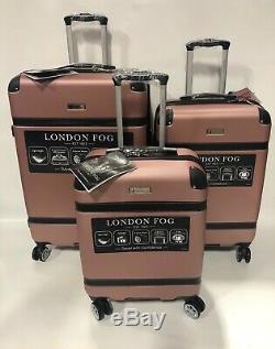 London Fog Vintage Hardside Spinner Lightweight Luggage Set Rose Gold Expandable