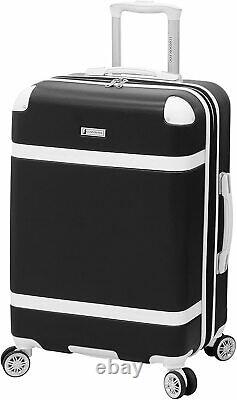London Fog Vintage II Hardside Spinner Lightweight Luggage Set Black / White