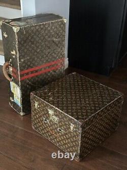 Louis Vuitton Antique Travel Trunks Monogram Suitcase Set 100 Yrs Old