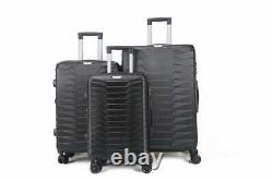 Luggage 3 Piece Black Dual Spinning Spinner Hardshell Lock 20 24 28 Expandable