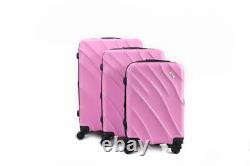 Luggage 3 Piece Set 360 Dual Spinning Spinner Hardshell Pink Lock 20 24 28
