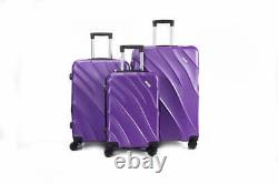 Luggage 3 Piece Set Purple 360 Dual Spinning Wheels Hardshell Lock 20 24 28