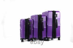 Luggage 3 Piece Set Purple 360 Dual Spinning Wheels Hardshell Lock 20 24 28