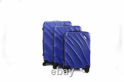 Luggage 3 Piece Set Sky Blue 360 Dual Spinning Wheels Hardshell Lock 20 24 28