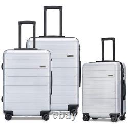 Luggage 3 Piece Set Suitcase Spinner Hardshell 20/24/28 Inch Sliver