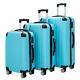 Luggage 3 Piece Set Suitcase Spinner Hardshell Lightweight Tsa Lock Blue