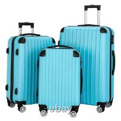Luggage 3 Piece Set Suitcase Spinner Hardshell Lightweight TSA Lock Blue