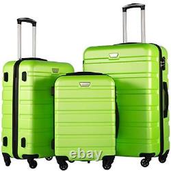 Luggage 3 Piece Set Suitcase Spinner Hardshell Lightweight TSA apple green2
