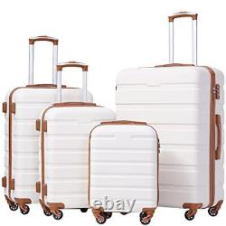 Luggage 3 Piece Set Suitcase Spinner Hardshell family set-apricot white
