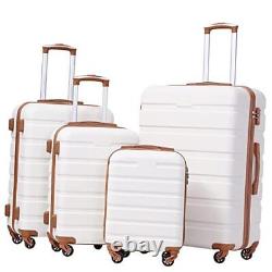 Luggage 3 Piece Set Suitcase Spinner Hardshell family set-apricot white