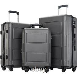 Luggage Set 3-Piece Hardside Suitcase Expandable Spinner Wheels TSA Lock Gray