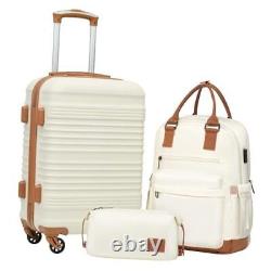 Luggage Set 3 Piece Luggage Set Carry On Suitcase 3 piece set (BP/TB/20) White