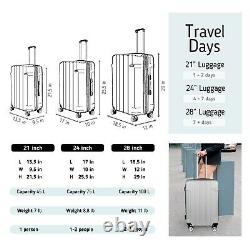 Luggage Set Cabin Suitcase Carry On SILVER 30ABS Spinner Lightwheight Travel