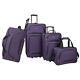 Luggage Set Softside Vineyard Retractable Handle Zipper Pockets Purple (4-piece)