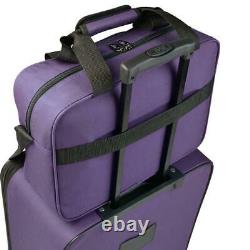 Luggage Set Softside Vineyard Retractable Handle Zipper Pockets Purple (4-Piece)