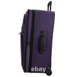 Luggage Set Softside Vineyard Retractable Handle Zipper Pockets Purple (4-Piece)