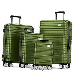 Luggage Sets 4-Piece (16/20/24/28) Expandable Suitcases with Olive green